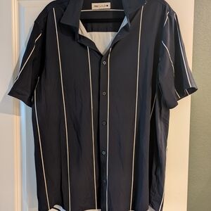 Zara Blue and White Casual Button Down Shirt